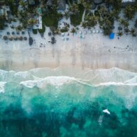 Tulum beach in Mexico shot from above